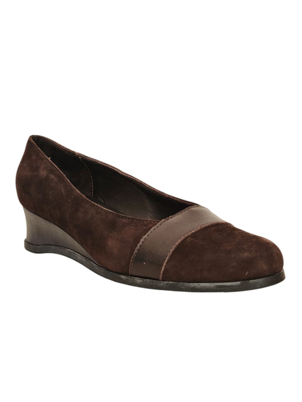 ARCHE Brown Nubuck Leather Wedge Pump Shoes Size 40.5 10 NEW